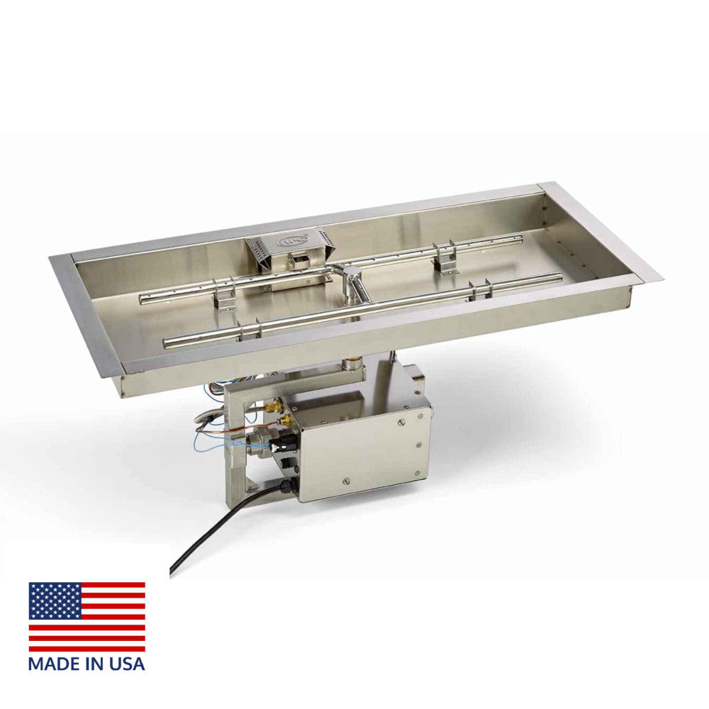 HPC Fire Rectangular Drop-In Fire Pit Burner Kit with Remote Start