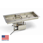HPC Fire Rectangular Drop-In Fire Pit Burner Kit with Remote Start