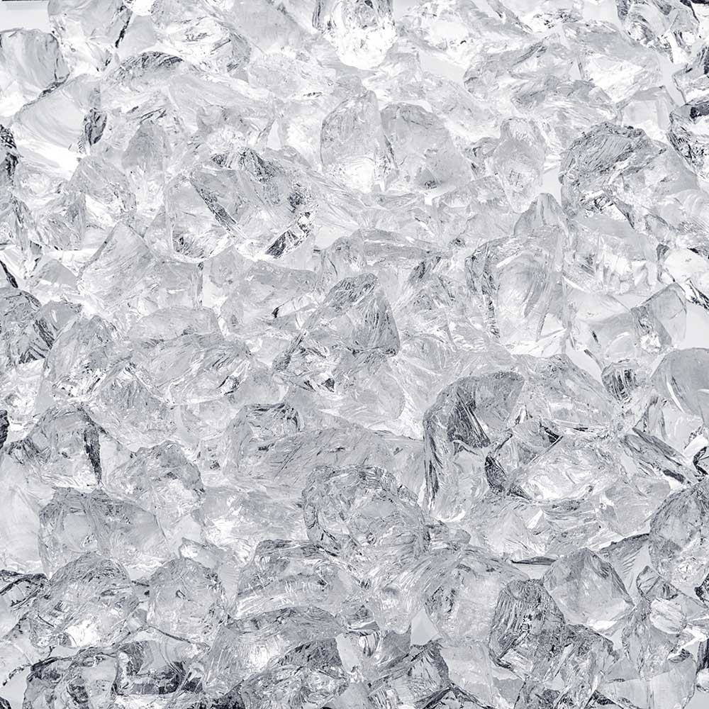 Crushed Fire Glass - Clear 1/2" to 3/4"