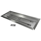30" x 10" Rectangular Fire Pit Burner w/ Pan, Stainless Steel