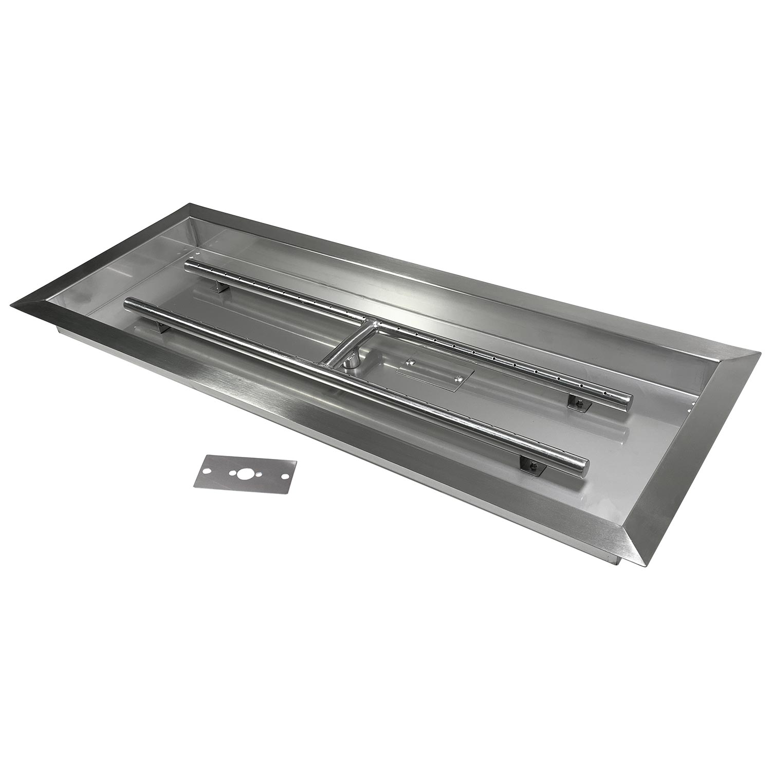 30" x 10" Rectangular Fire Pit Burner w/ Pan, Stainless Steel