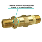 LP Propane Gas Air Mixer Valve, 1/2", Solid Brass, 150K BTU