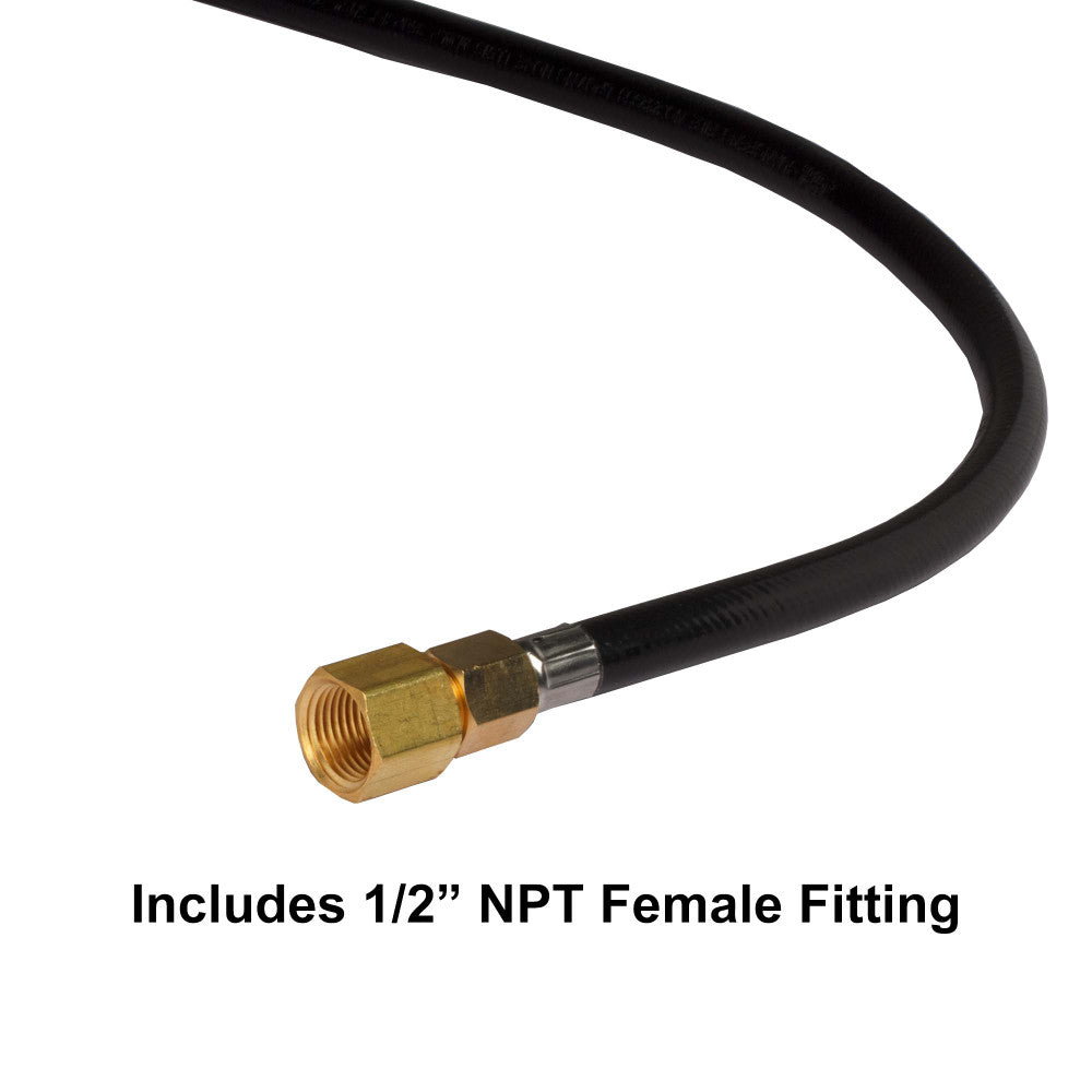 1/2" NPT threads on the adjustable regulator. Compatible with many air mixers and burner pans