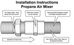LP Propane Gas Air Mixer Valve, 1/2", Solid Brass, 300K BTU