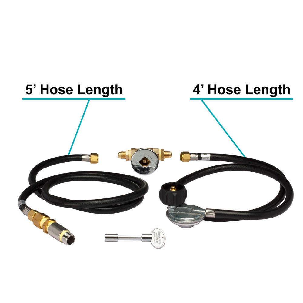 Hose length on the LP Burner connection kit rated up to 90k BTU