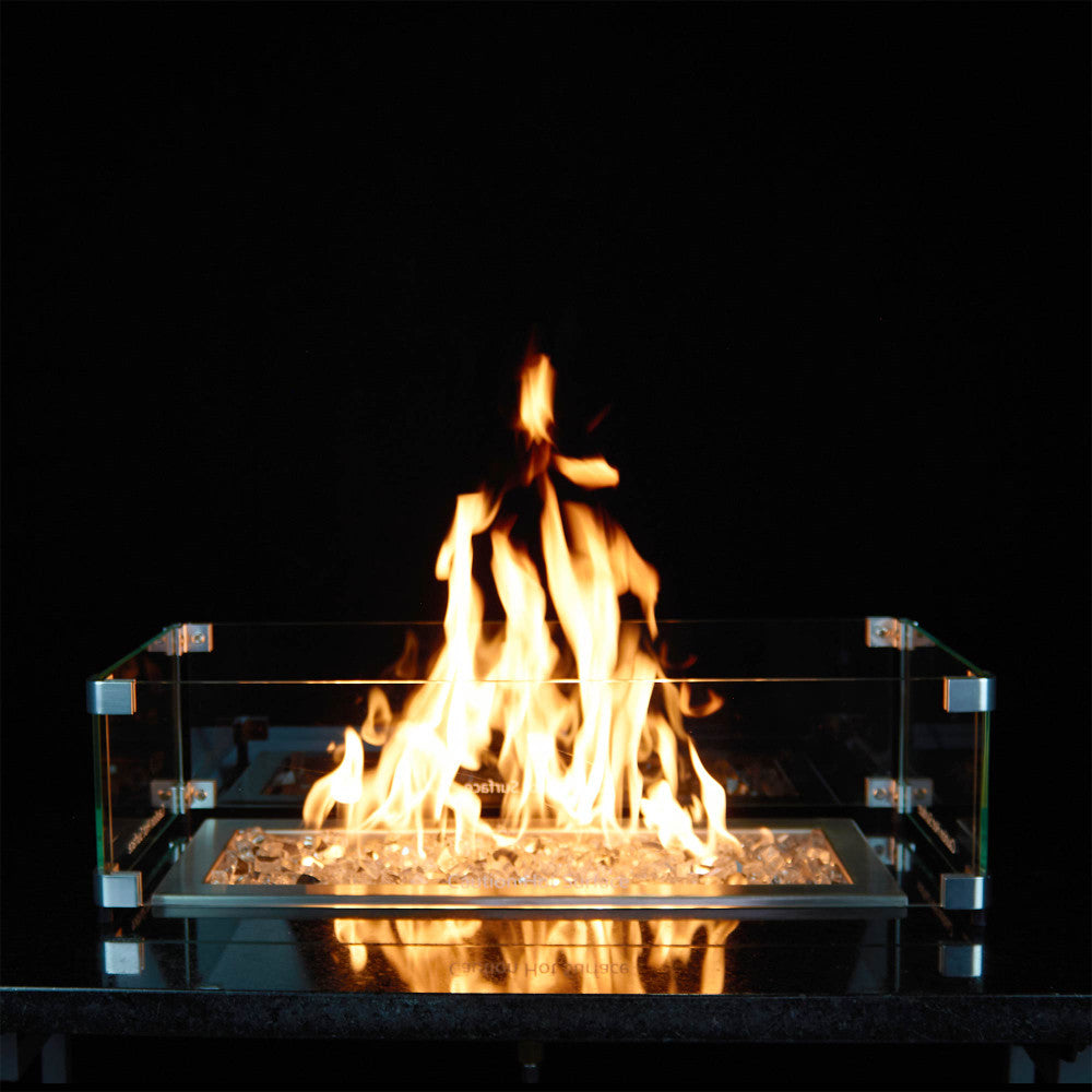 Flame Guard on an 18" x 6" burner pan in use