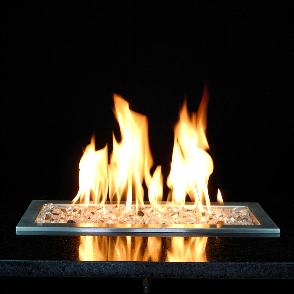 18" x 6" Burner pan in use with Diamond Starlight Reflective Glass