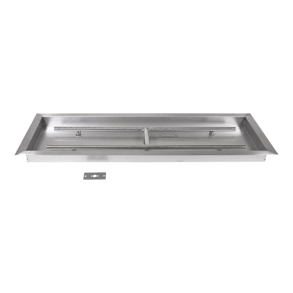 36" x 12" Rectangular Fire Pit Burner w/ Pan, Stainless Steel