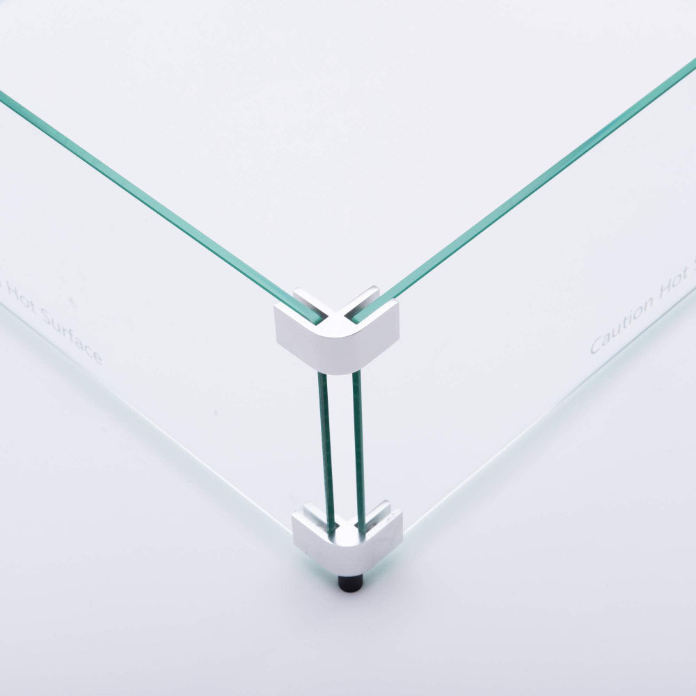 Close up of the aluminum connecting hardware on a 20.5" flame guard