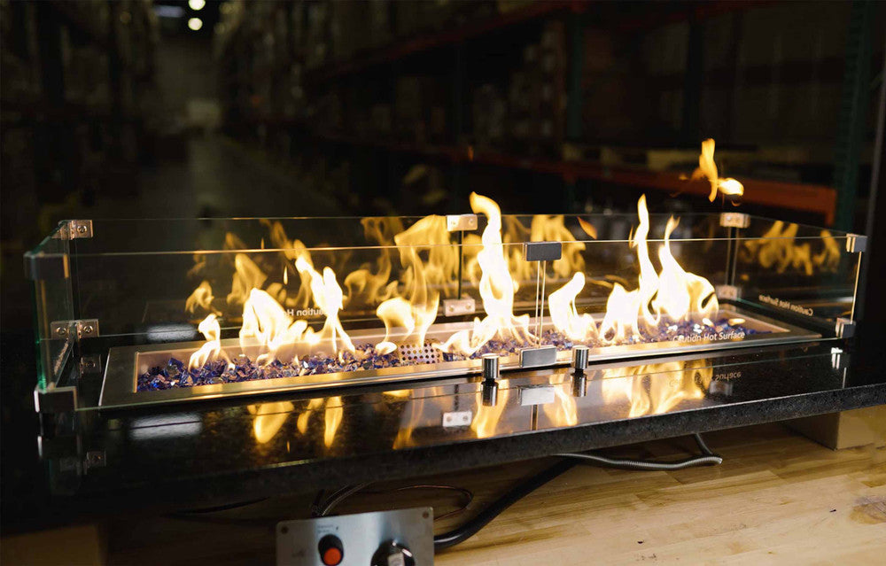 Flame guard for a 36" x 6" fire pit pan with Flame