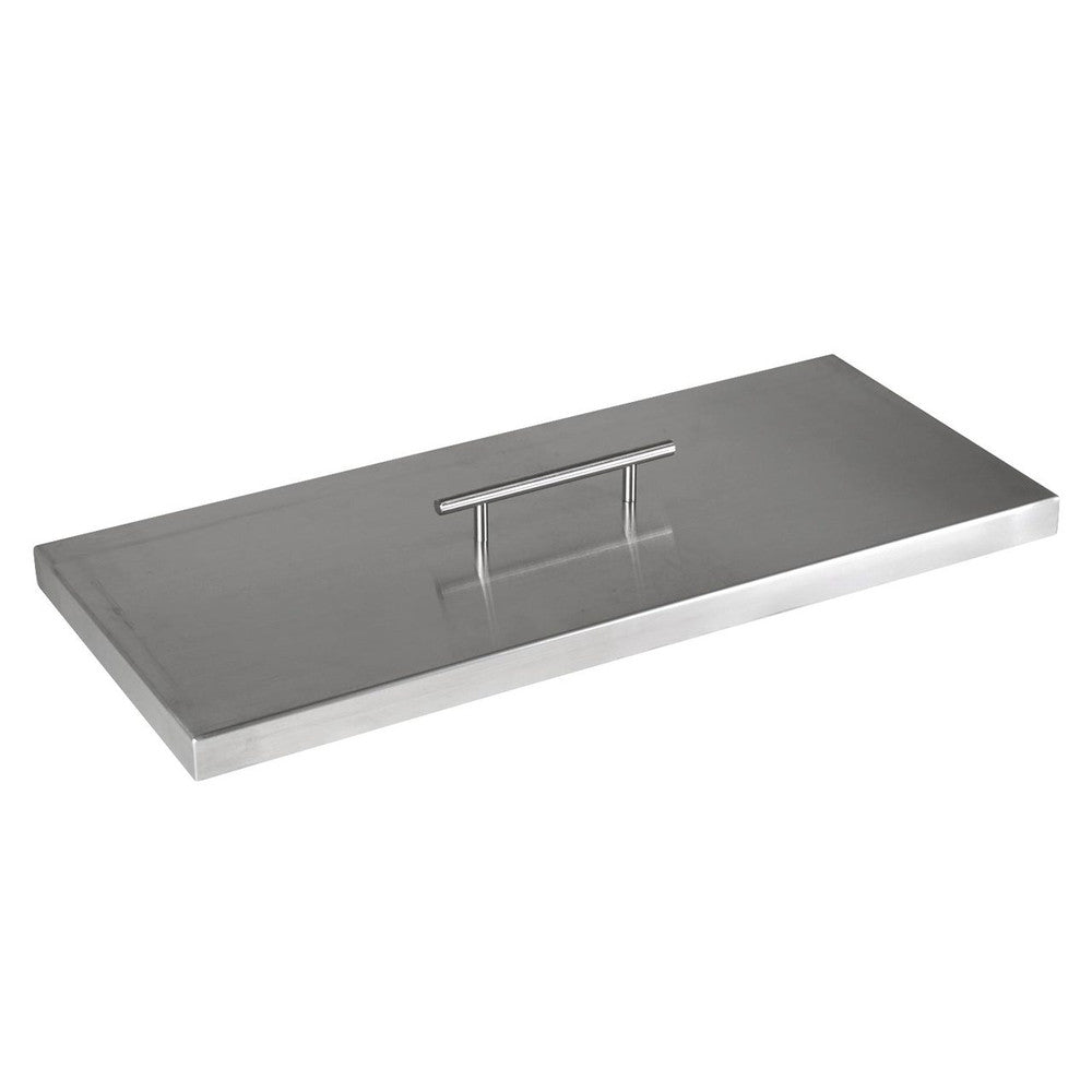 Fire Pit Cover for 18" x 6" Rectangular Burner Pan, Stainless Steel (21" x 9" x 1")