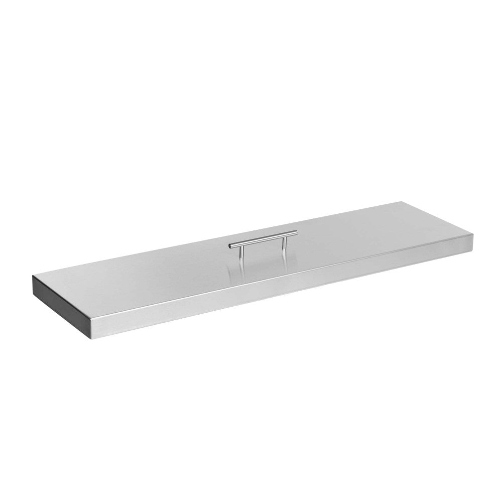 Fire Pit Cover for 30" x 6" Linear Burner Pan, Stainless Steel, Wrapped Edge (33" x 9" x 1.5")