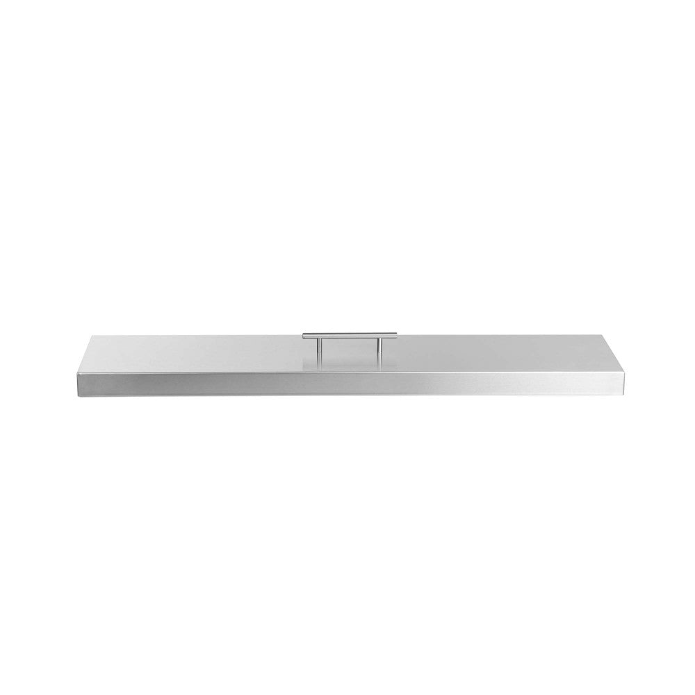 Fire Pit Cover for 30" x 6" Linear Burner Pan, Stainless Steel, Wrapped Edge (33" x 9" x 1.5")