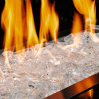 Medium close up of rough crystalline fire glass pieces