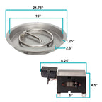 Measurements of the 19" round remote control burner kit