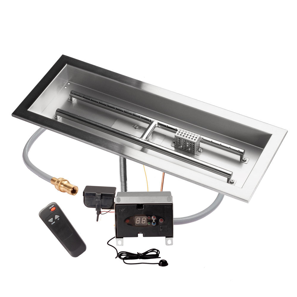 Celestial 24" x 8" Remote Control Fire Pit Kit for natural gas