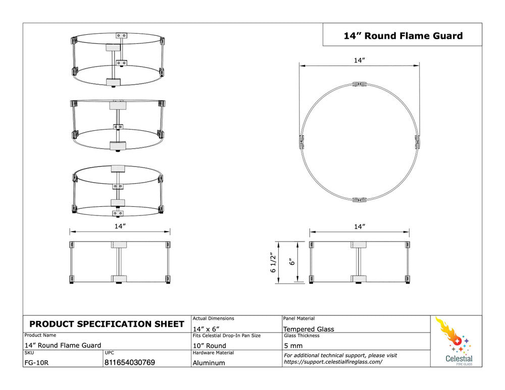 Specifications of Flame Guard for 14" Round Fire Pit
