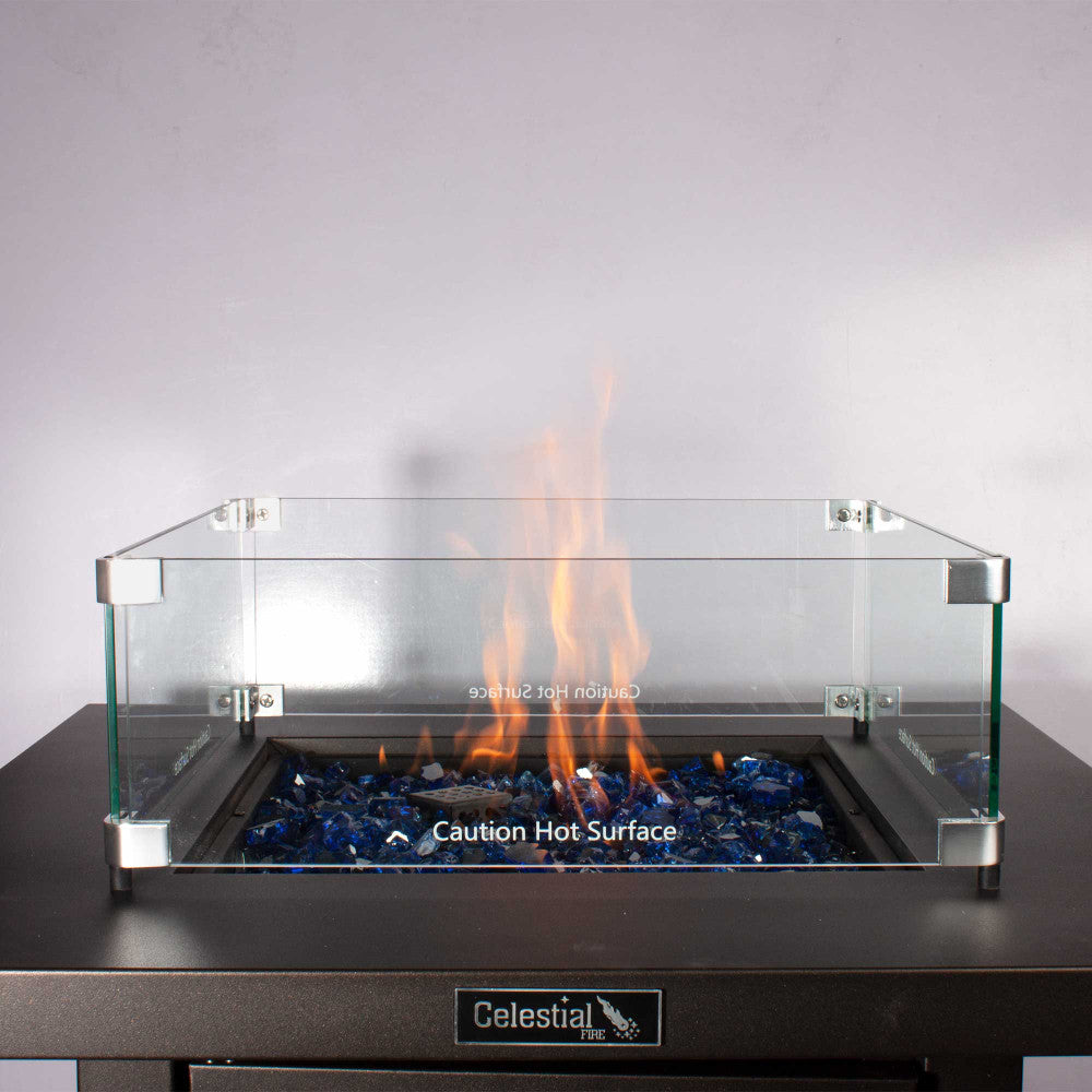 17.5" square fire pit on a propane fire pit table