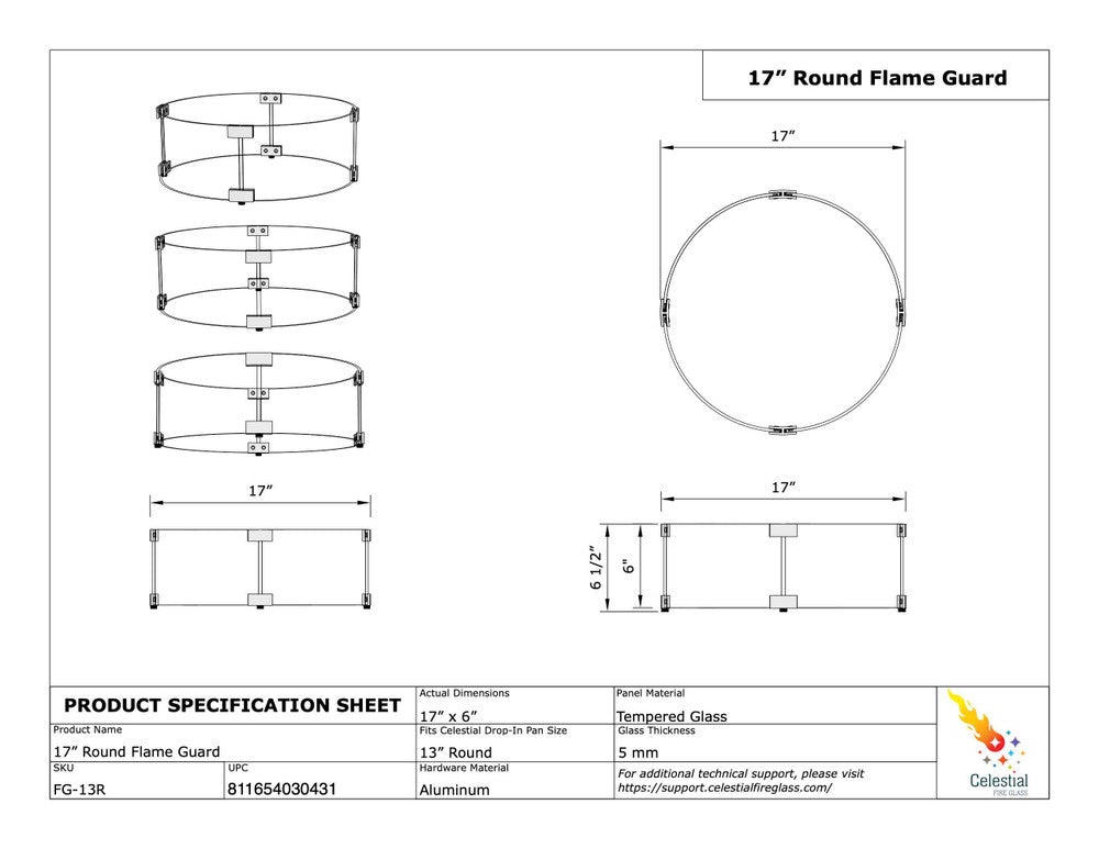 Specifications of Flame Guard for 13" Round Fire Pit