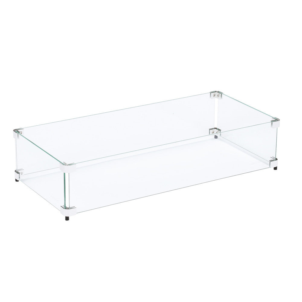 Tempered Glass Flame Guard for 24"x8" Fire Pit