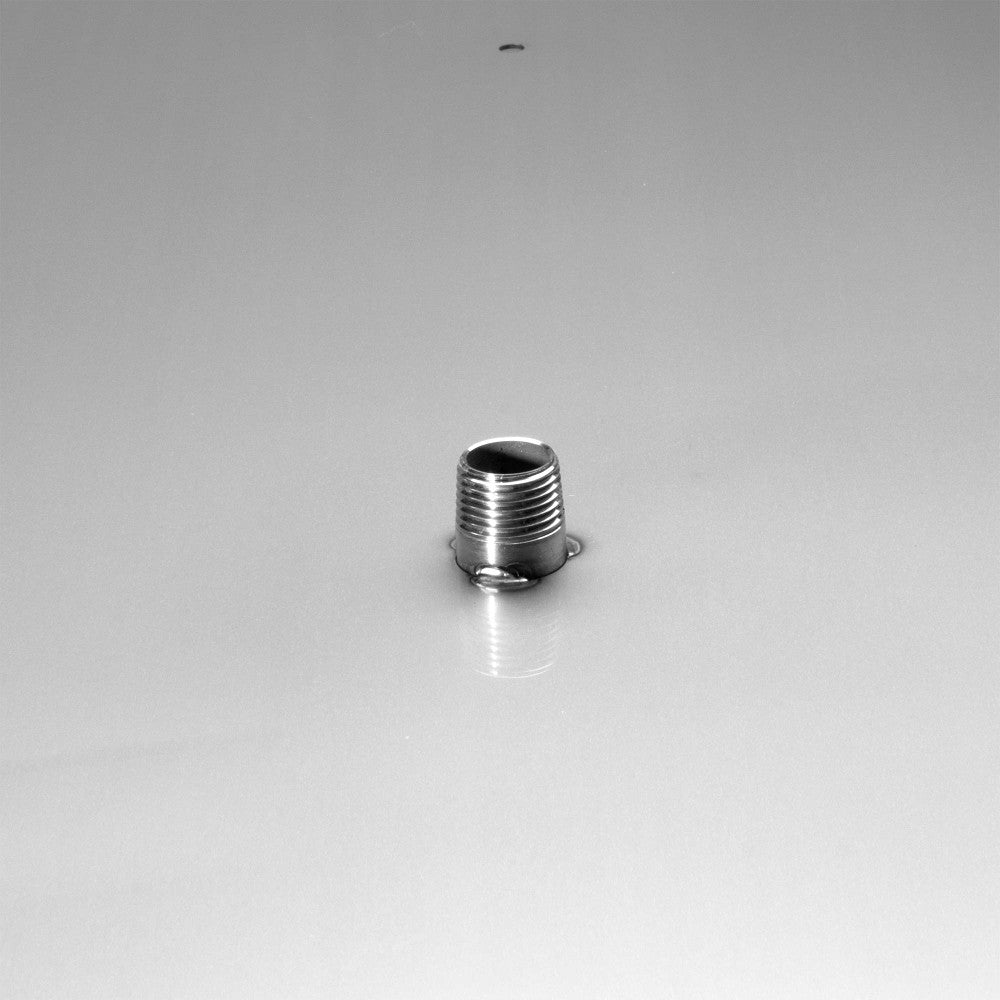 The 1/2" NPT male fitting included on both sides of the 36" round flat burner pan