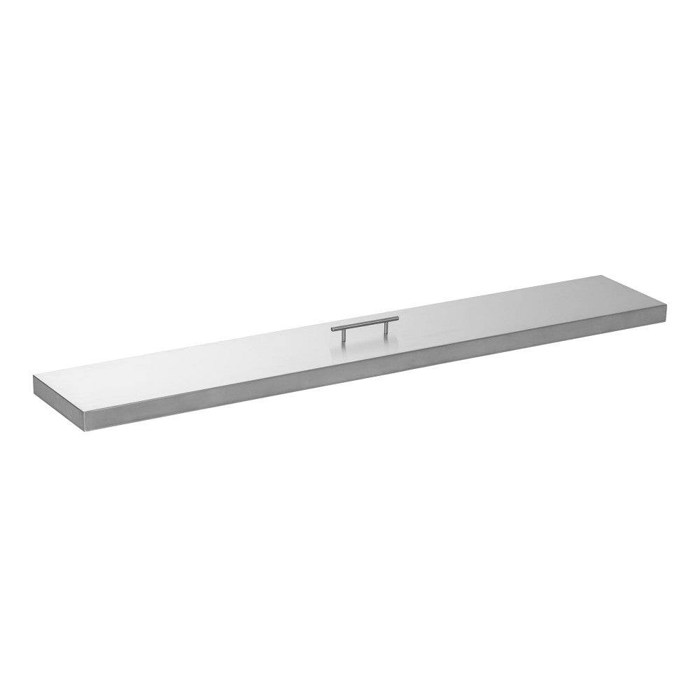 Fire Pit Cover for 48" x 6" Linear Burner Pan, Stainless Steel, Wrapped Edge (51" x 9" x 1.5")