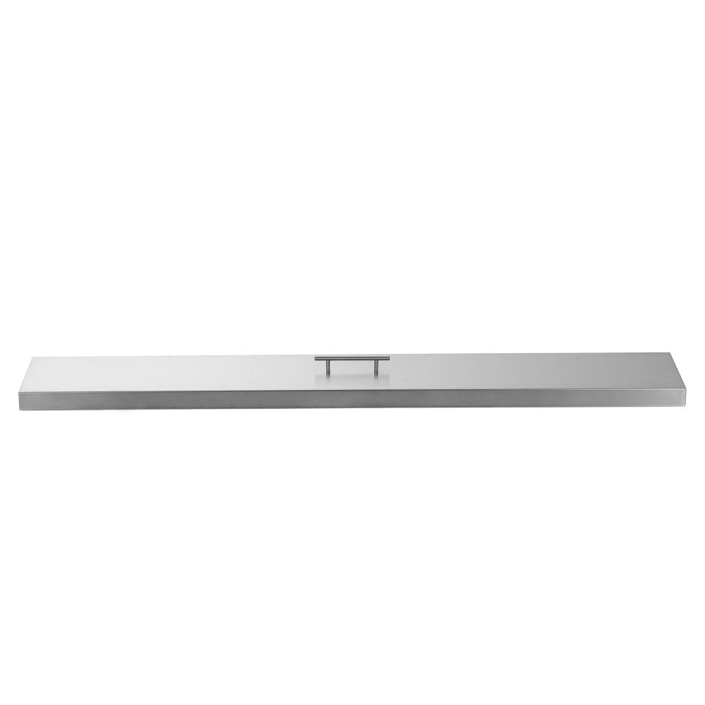 Fire Pit Cover for 48" x 6" Linear Burner Pan, Stainless Steel, Wrapped Edge (51" x 9" x 1.5")