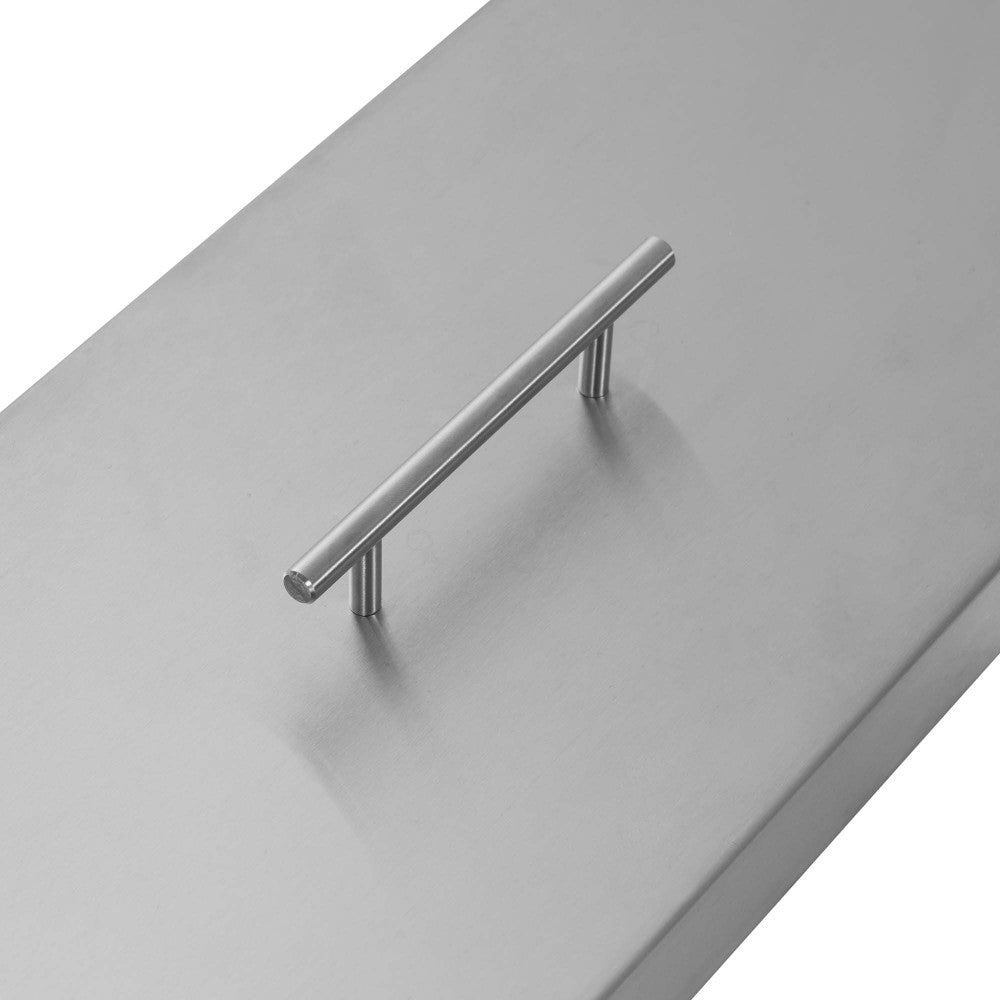 Fire Pit Cover for 48" x 6" Linear Burner Pan, Stainless Steel, Wrapped Edge (51" x 9" x 1.5")