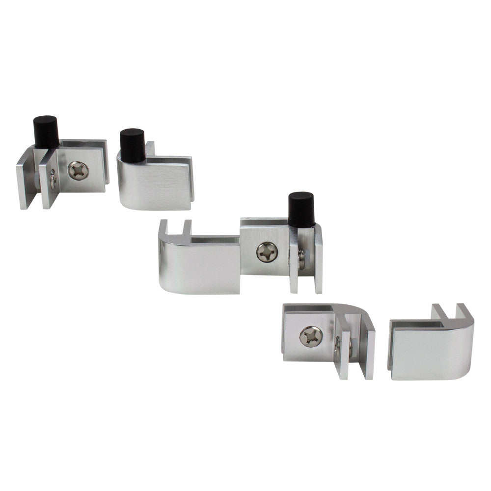 8 Pack of Flame Guard Corner Glass Connectors with Rubber Feet