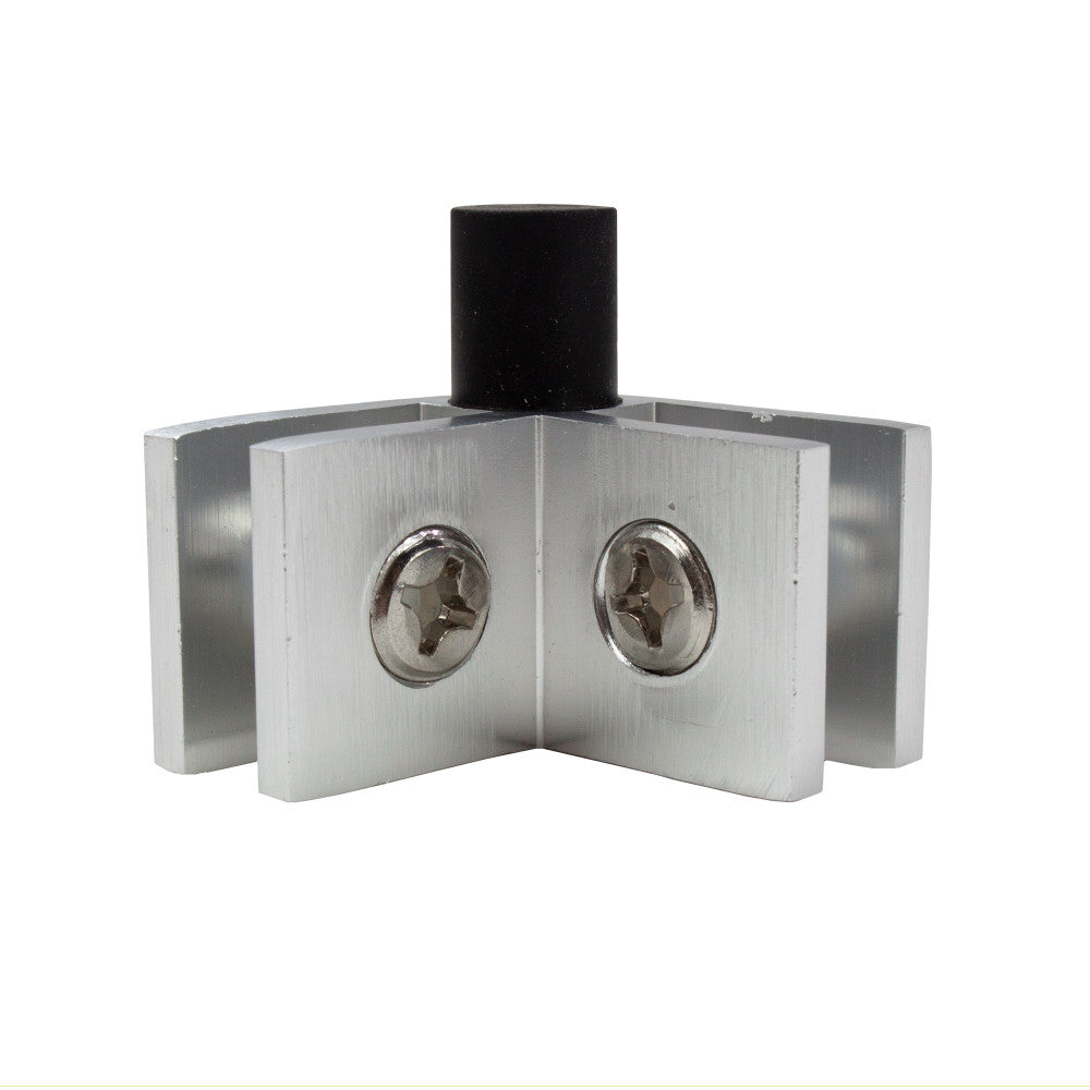 Flame Guard Corner Glass Connector with Rubber Feet -- Bottom Corner Connector