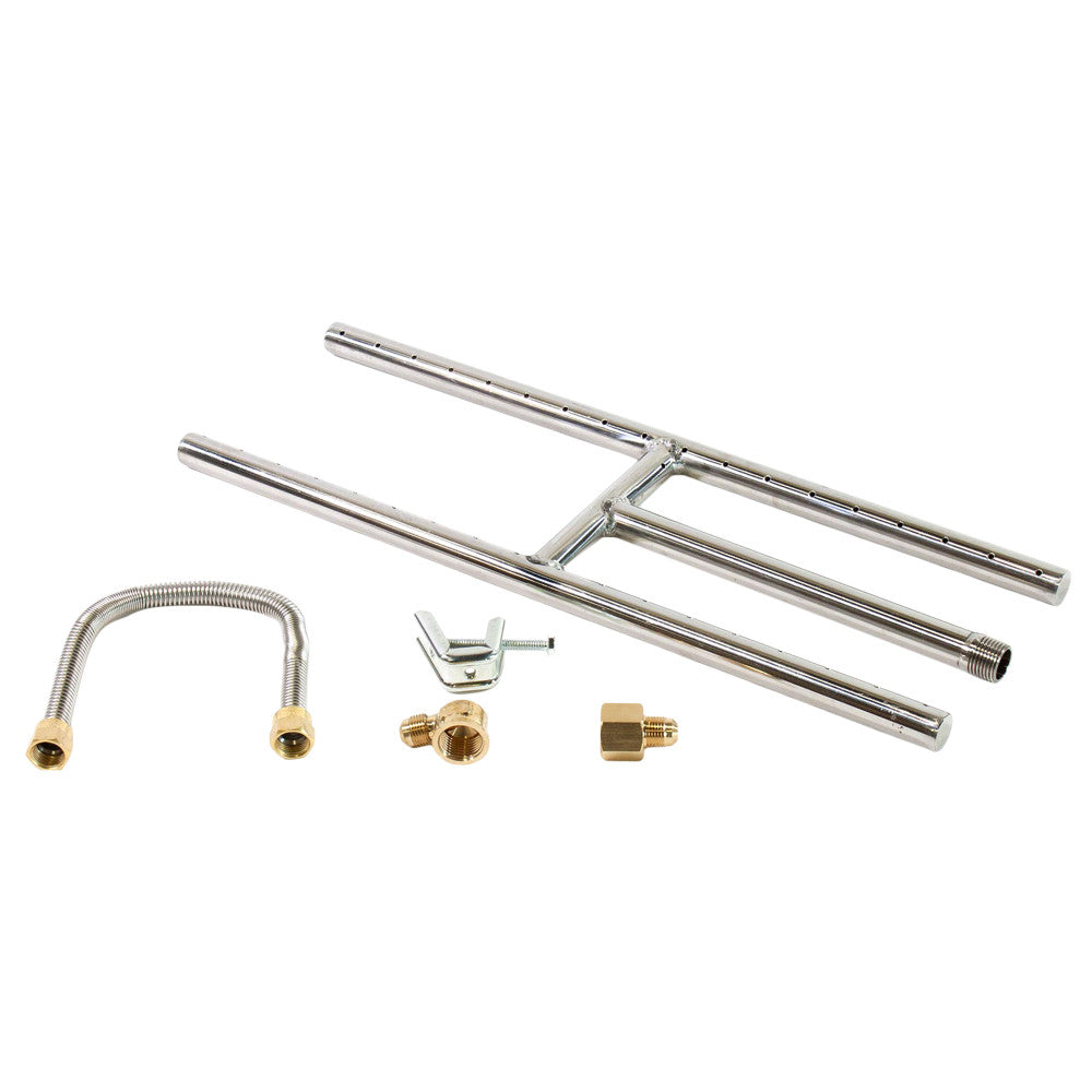 18"x 6" Stainless Steel H-Burner for Natural Gas Fireplace
