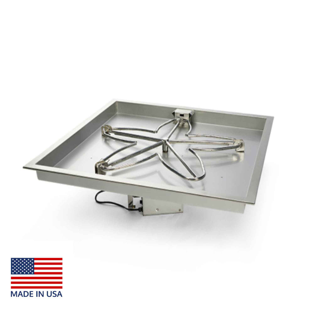 HPC Fire 18" Square Remote Start Fire Pit Pan Insert