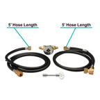Hose lengths of the Connection Kit for Natural Gas Fire Pit rated for up to 150k BTUs