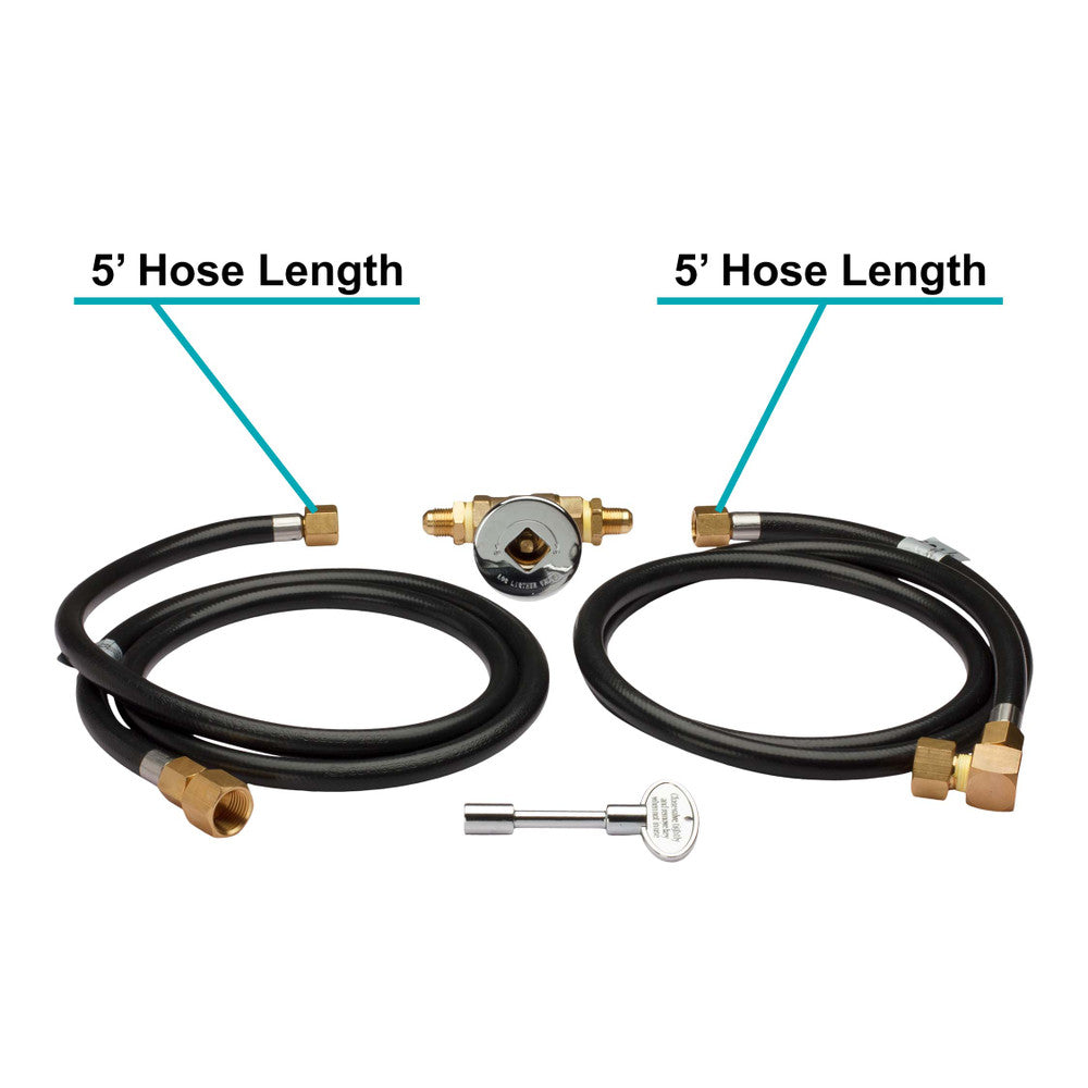 Hose length of the 90k BTU Natural Gas Connection Kit