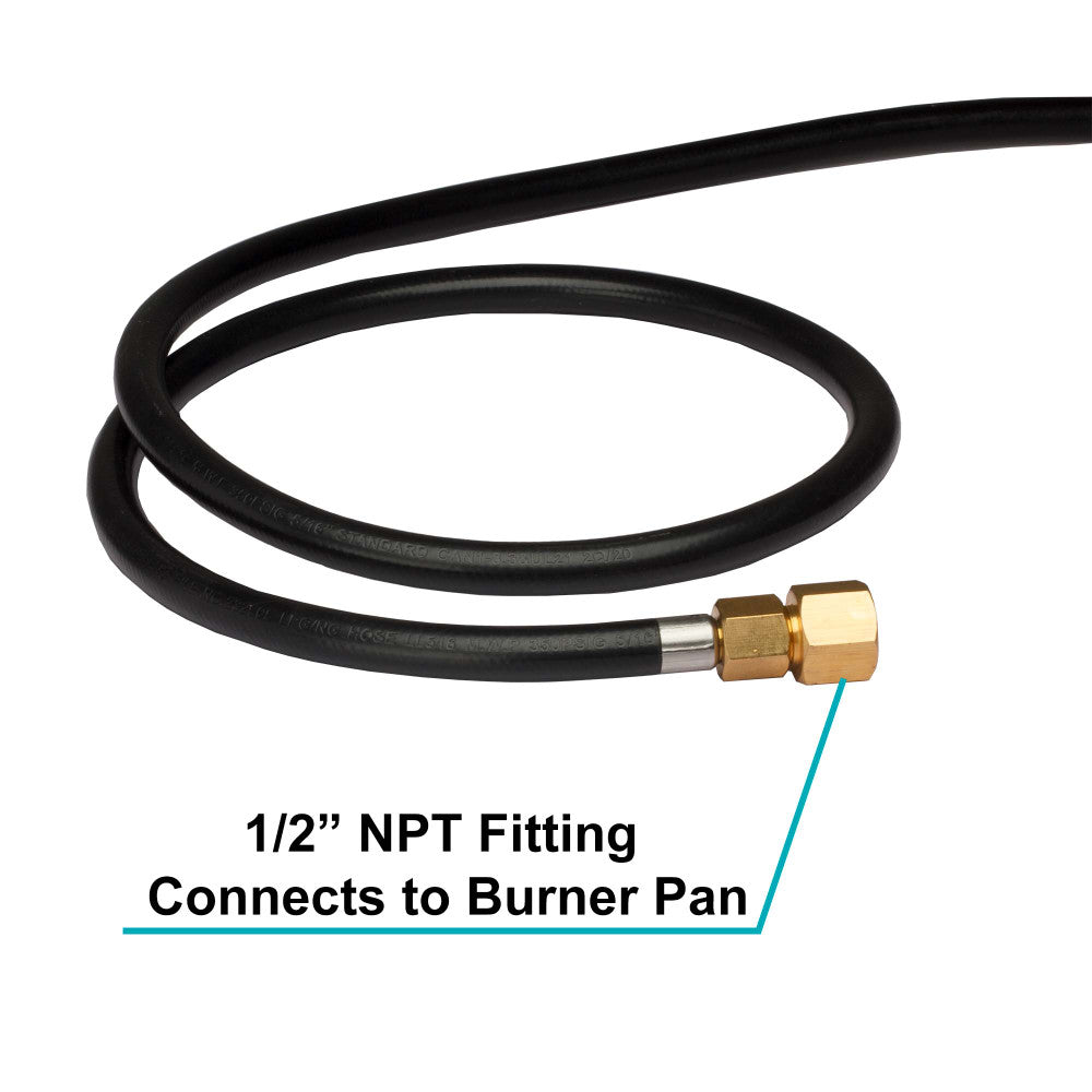 90k BTU Natural Gas Connection Kit's connection to the burner pan