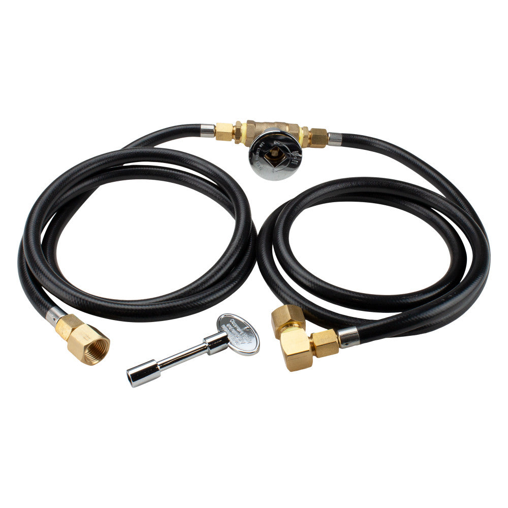 Natural Gas Connection Kit with Chrome Key Valve, Rated for Up to 90k BTUs
