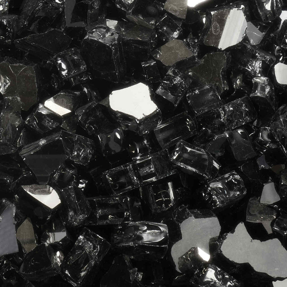 1/2" Onyx Black Reflective Tempered Fire Glass