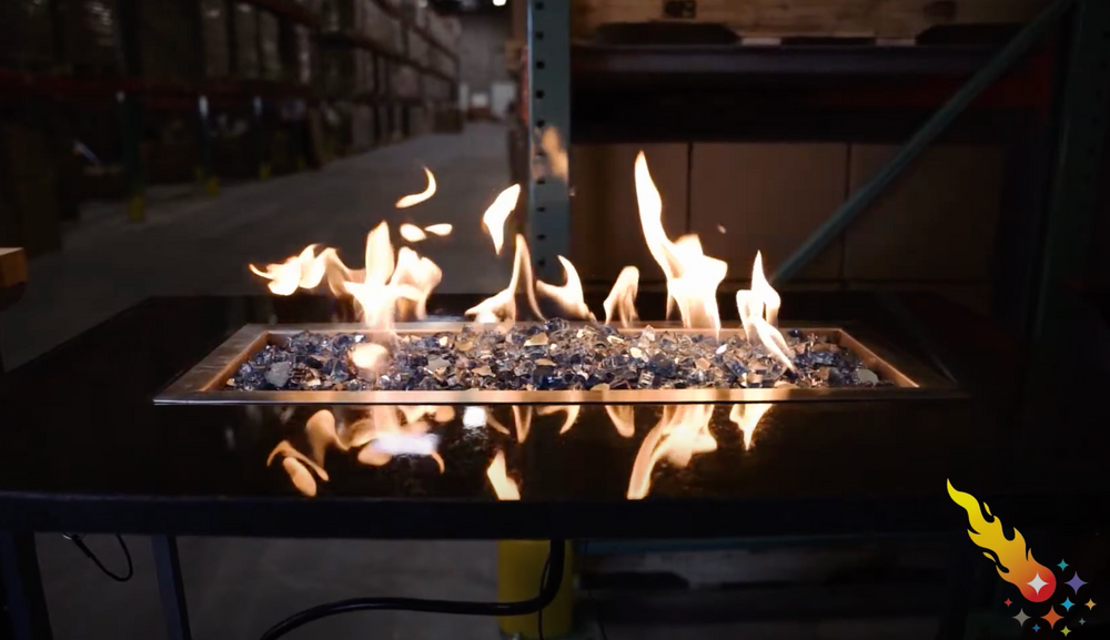 Tempered Fire Glass - 1/2" Neptune Blue Reflective