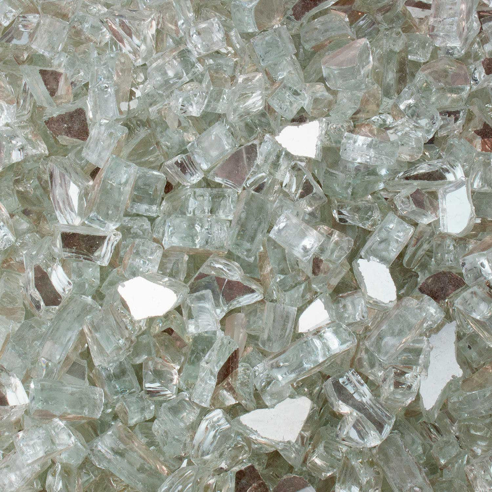 Swatch Close-Up of 1/2" Platinum Moonlight Reflective Tempered Fire Glass