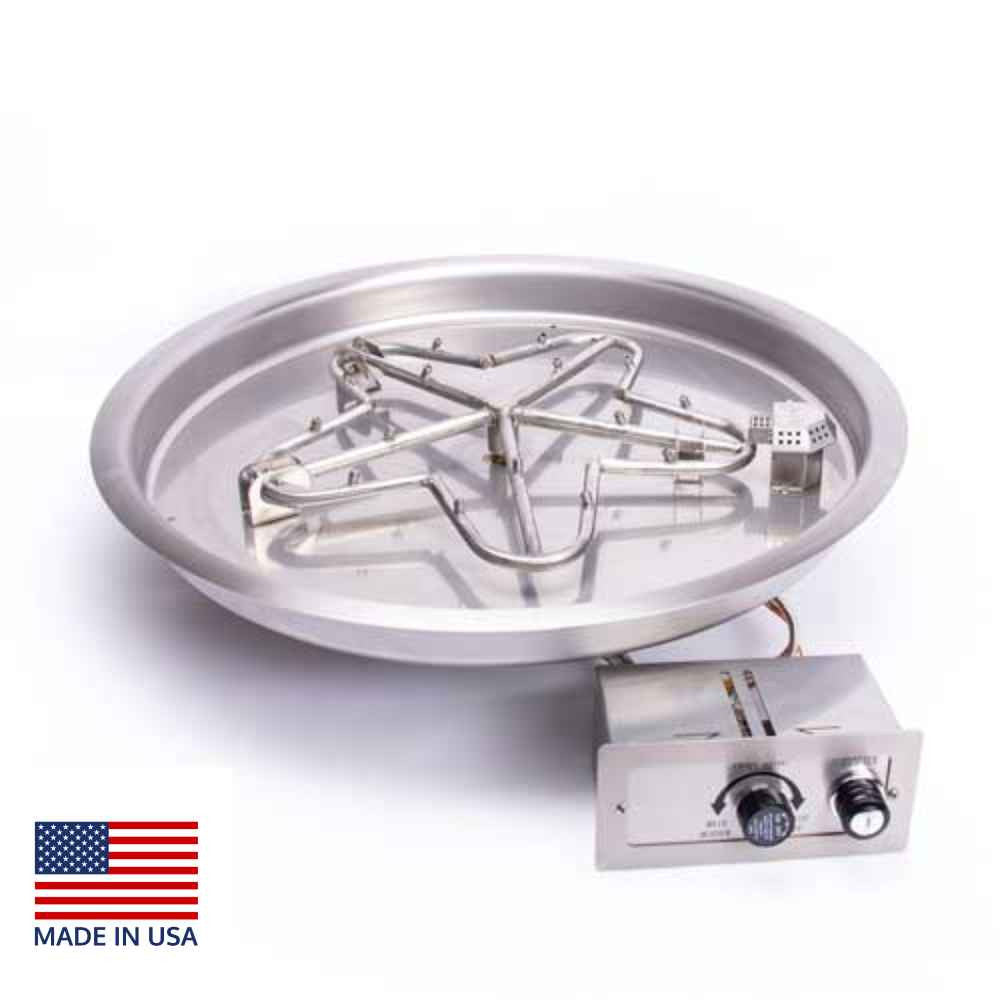 HPC Fire Round Drop-In Torpedo Fire Pit Burner Kit with Push Button Ignition