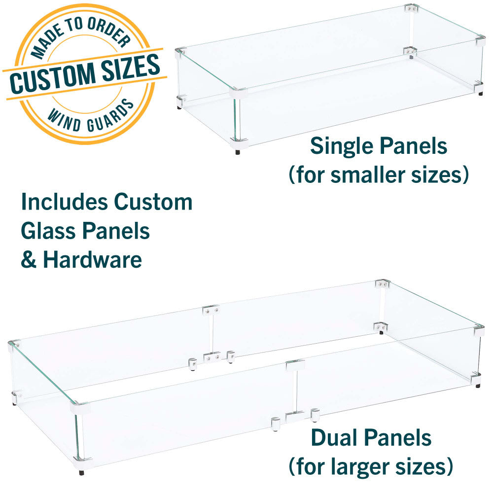 Custom Sized Glass Wind Guard for Outdoor Gas Fire Pits