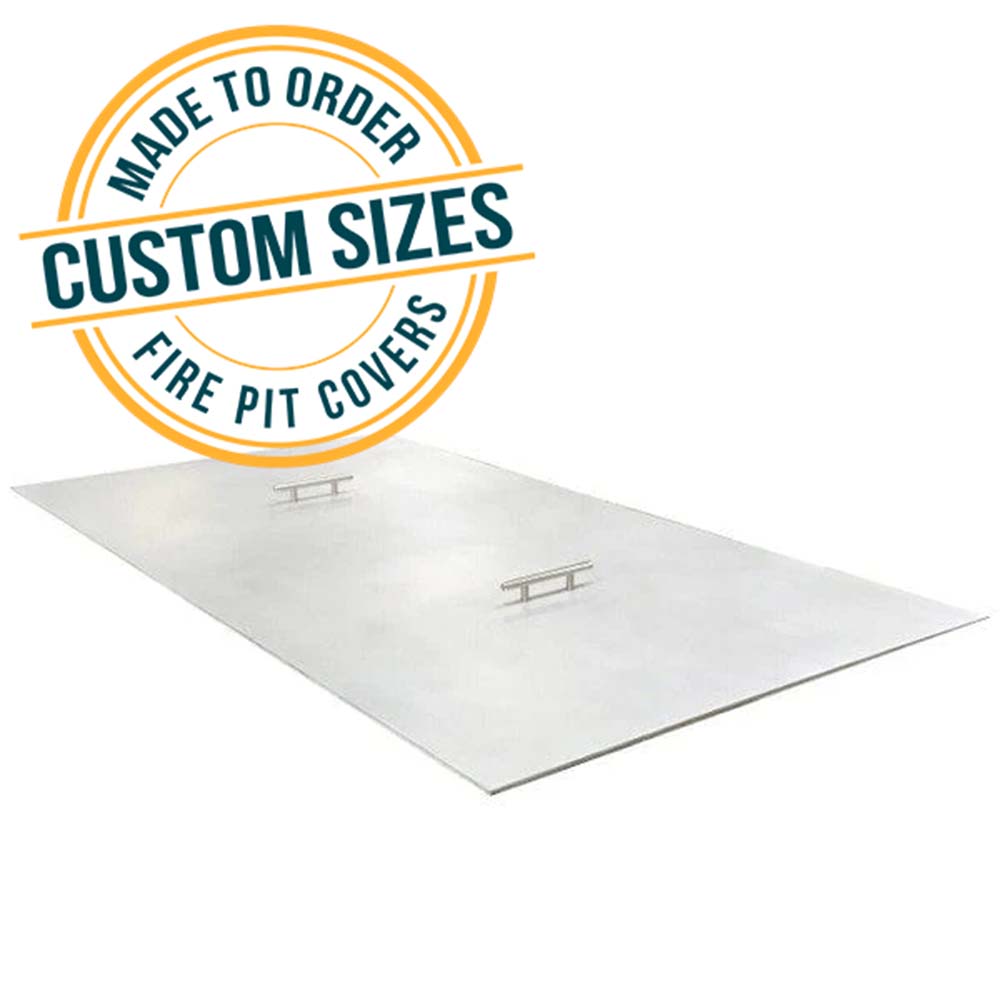 Flat Cover for Outdoor Fire Pits, Brushed Aluminum, Rectangular, Custom Size