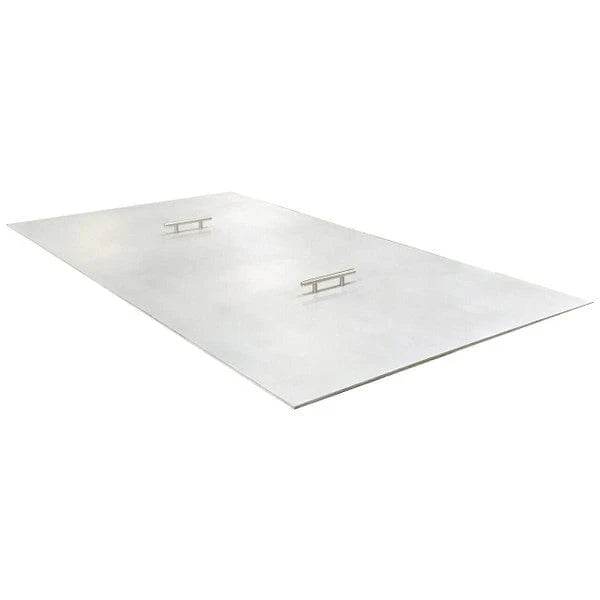 Flat Cover for Outdoor Fire Pits, Brushed Aluminum, Rectangular, Custom Size