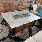 Bronze fire glass in fire pit table