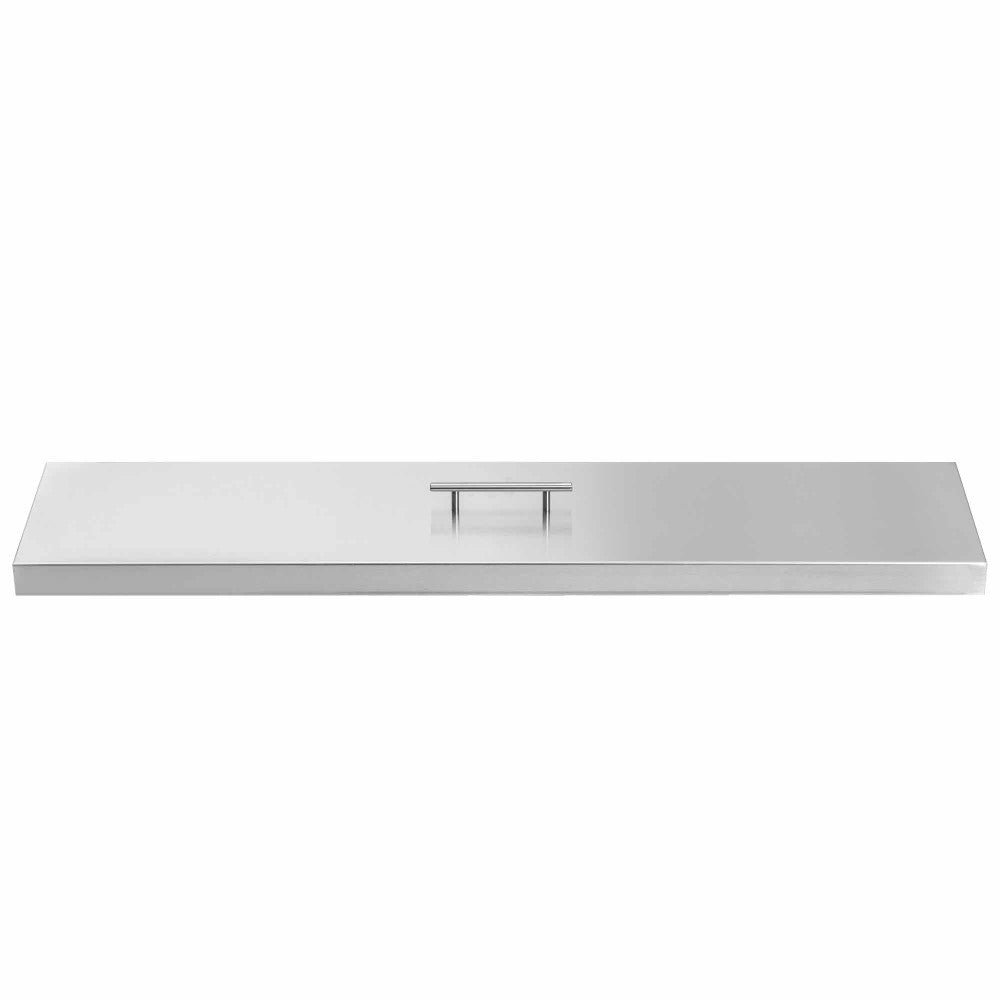 Front View of Stainless Steel Fire Pit Cover for 36" x 6" Linear Burner Pan