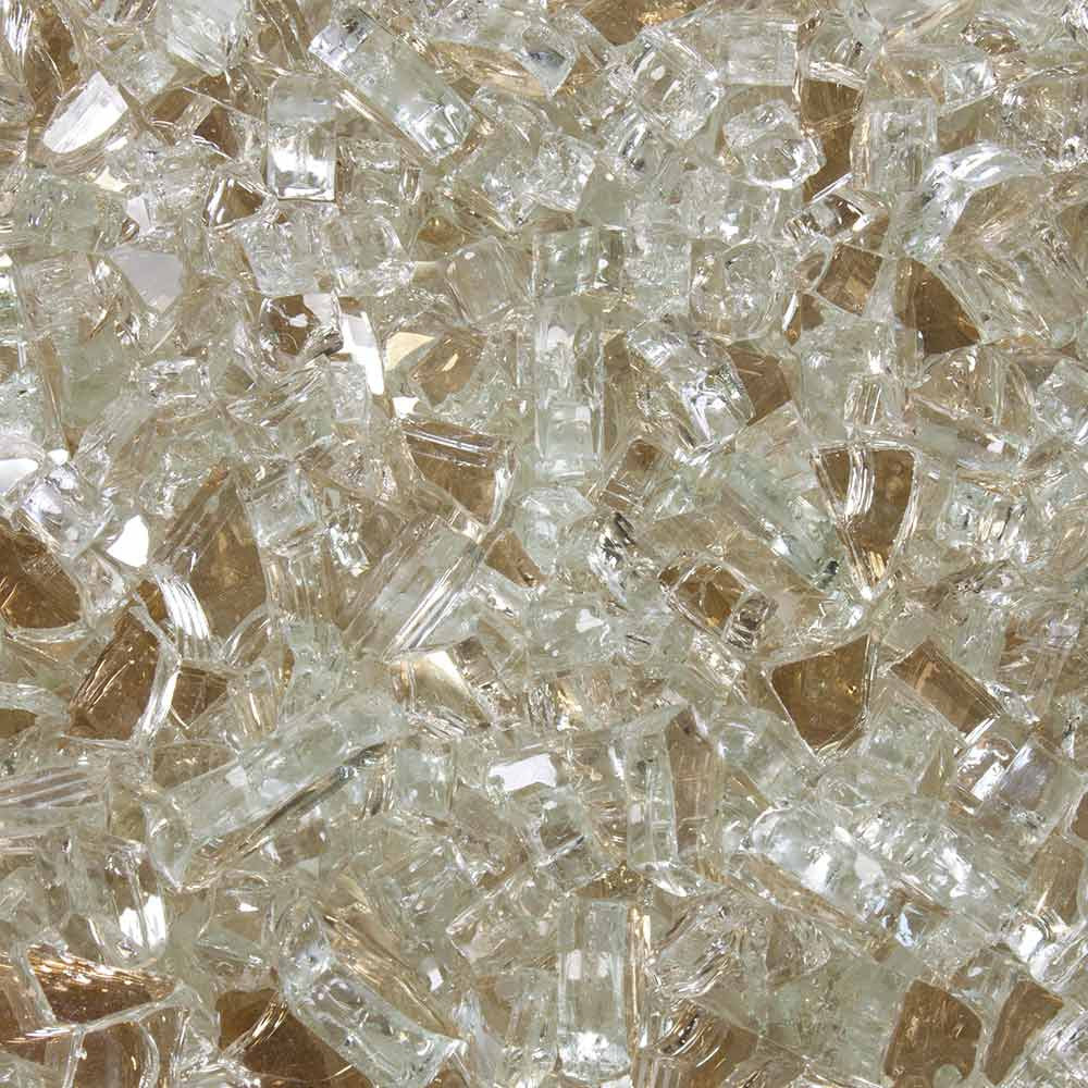 Swatch of 1/2 inch Platinum Moonlight Reflective Tempered Fire Glass