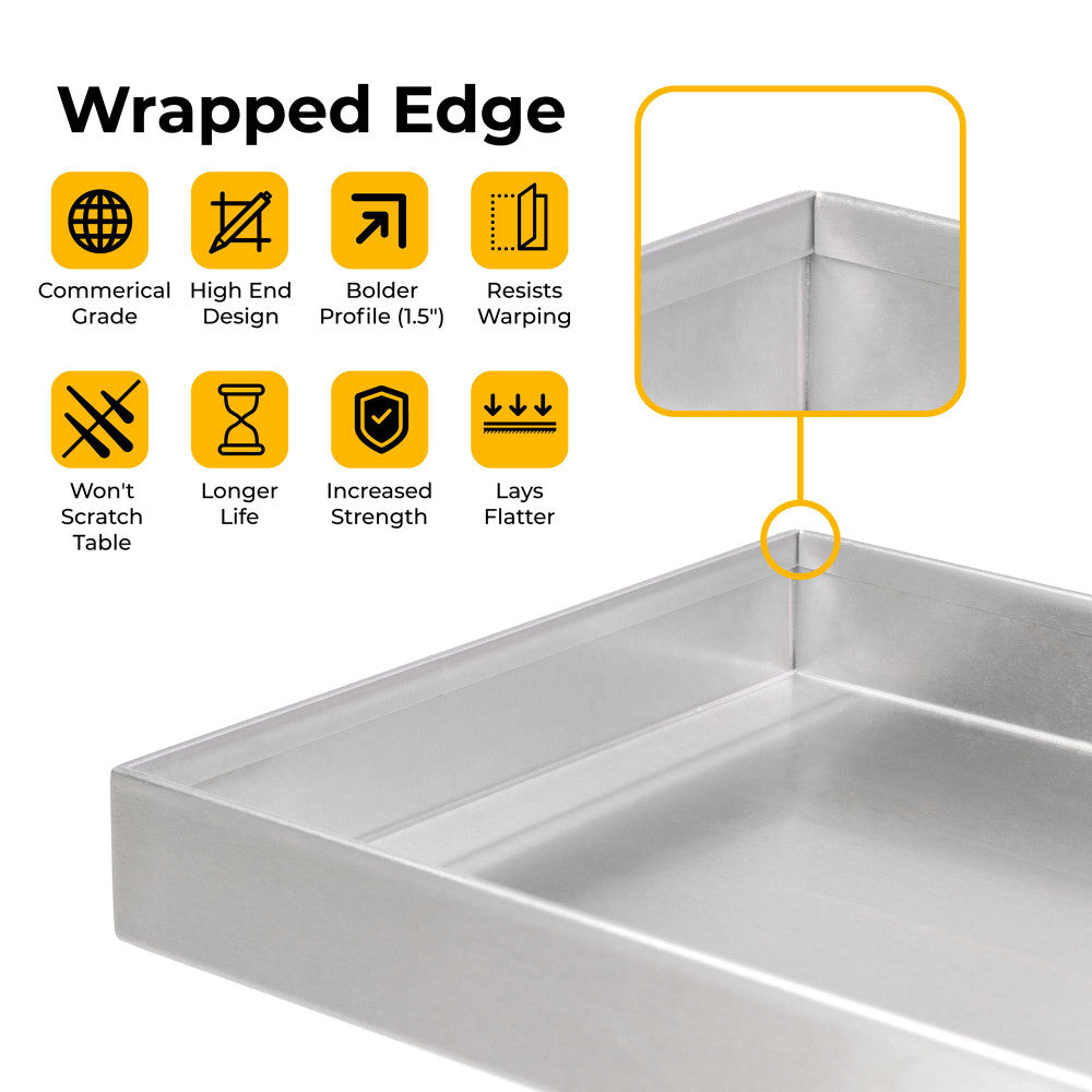 Fire Pit Cover for 36" x 6" Linear Burner Pan, Stainless Steel, Wrapped Edge (39" x 9" x 1.5")
